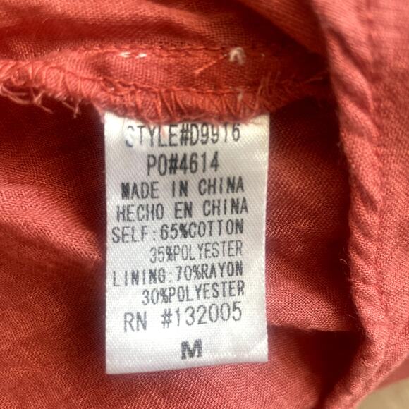 Entro Orange Cotton Blend Sleeveless Dress Sz M - Picture 6 of 6